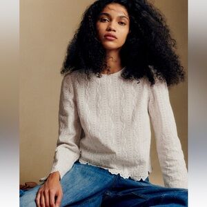 NWT Sezane Abey Cream Lace Top US 4